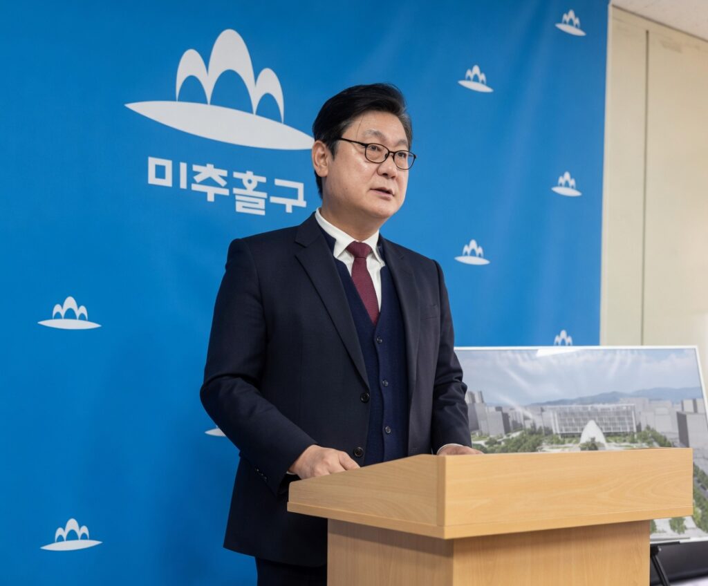 이영훈 미추홀구청장 “신청사 사업비 구 부담 없다”… 기자회견 열고 민주당 주장 정면 반박