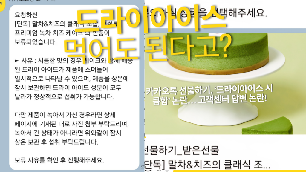 카카오톡 선물하기, ‘드라이아이스 시큼함’ 논란… 고객센터 답변 논란