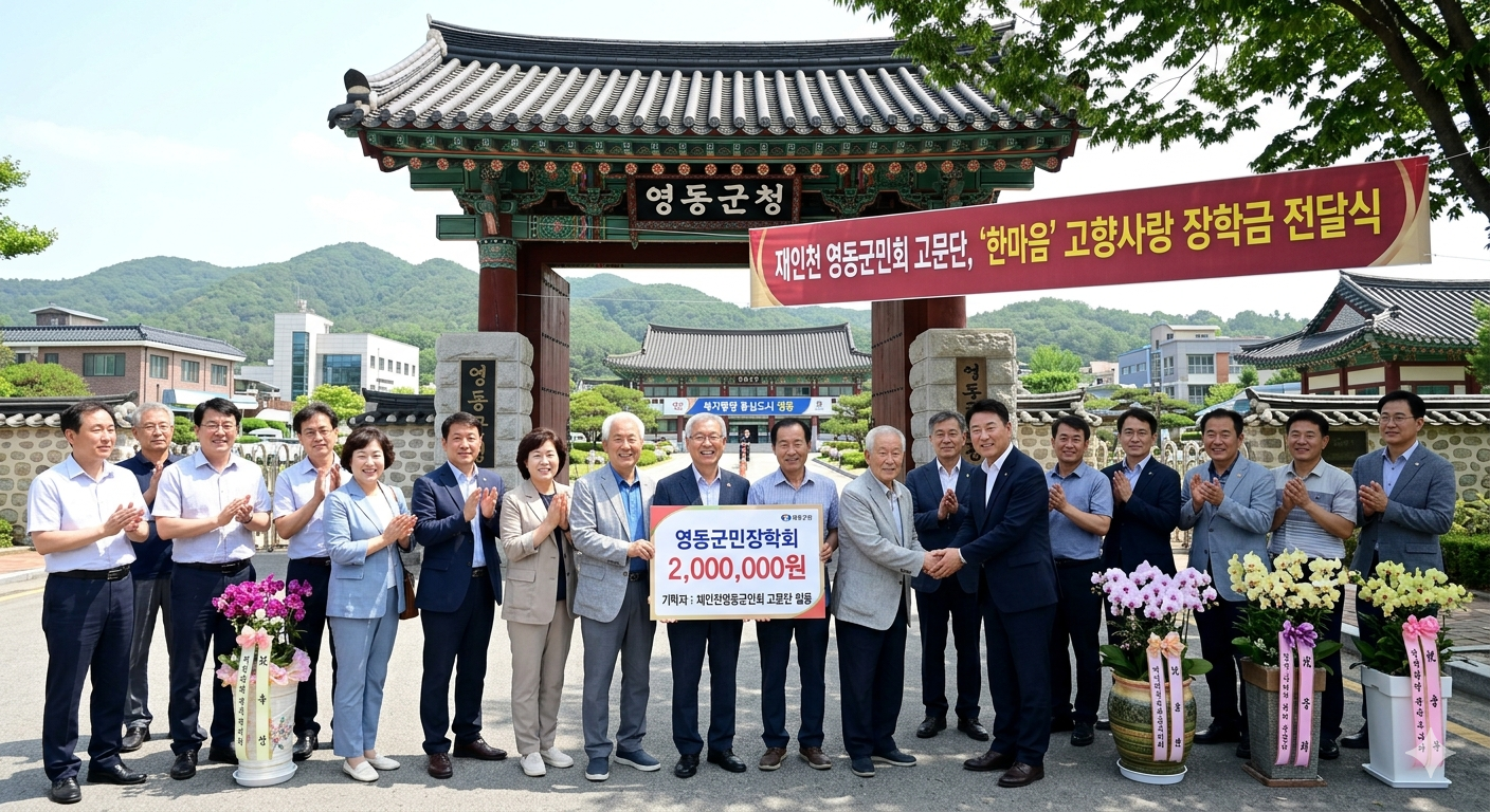재인천영동군민회 고문단, 남다른 고향 사랑… 영동군민장학회에 장학금 전달