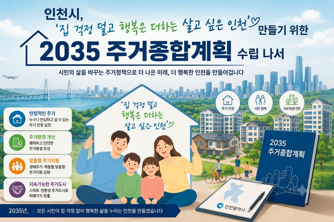 인천시, ‘집 걱정 없는 도시’ 청사진 그린다… ‘2035 주거종합계획’ 수립 본격 착수